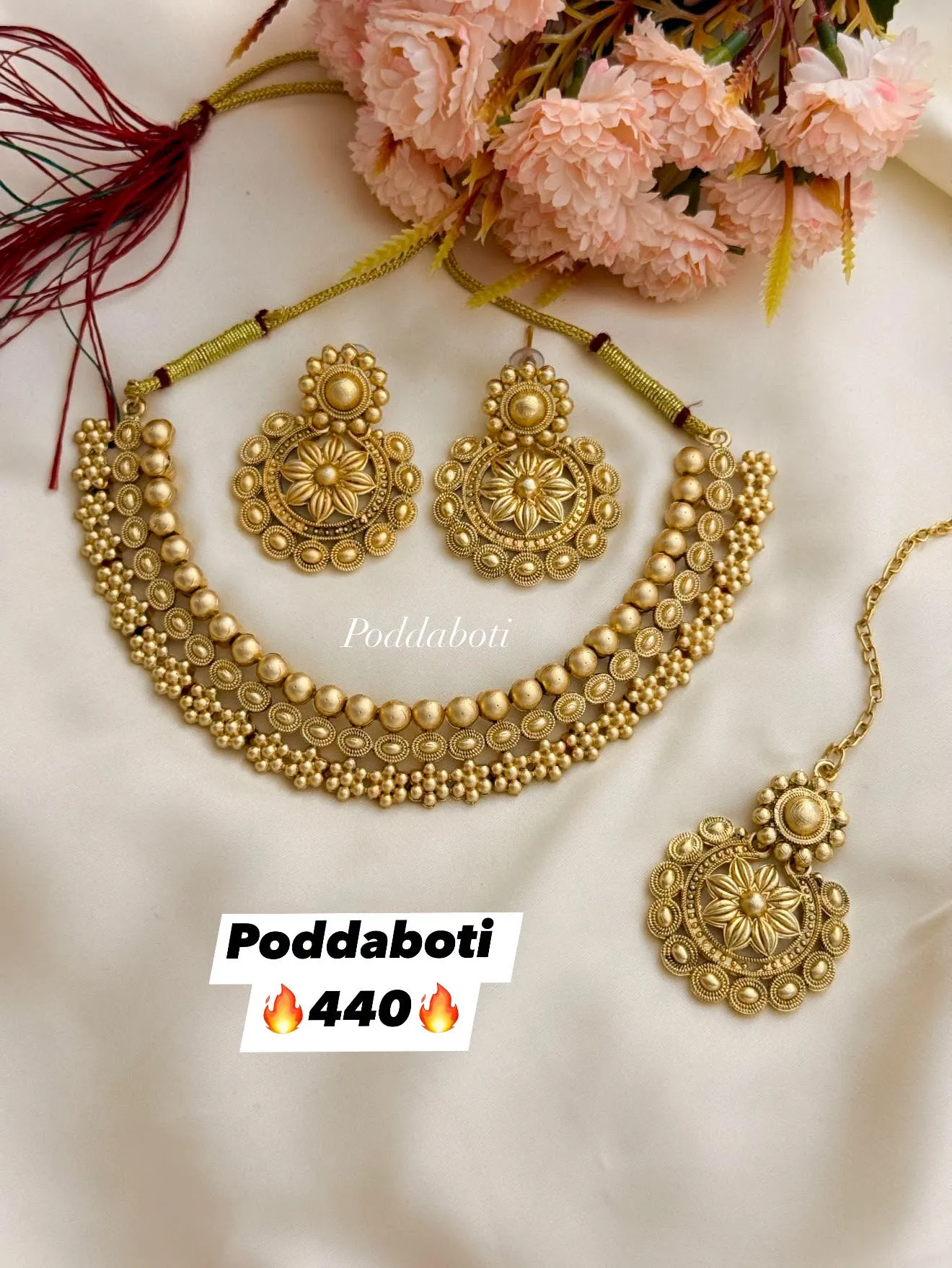 Rajwadi Necklace with Earrings and Tikli!