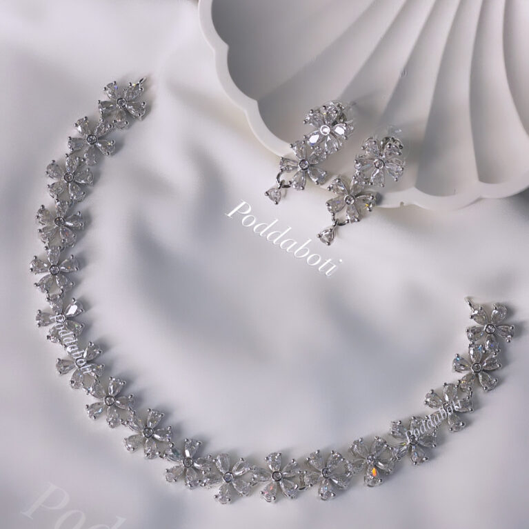 Gorgeous diamond necklace with beautiful earrings