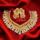 Gold plated necklace with beautiful Jhumka earrings